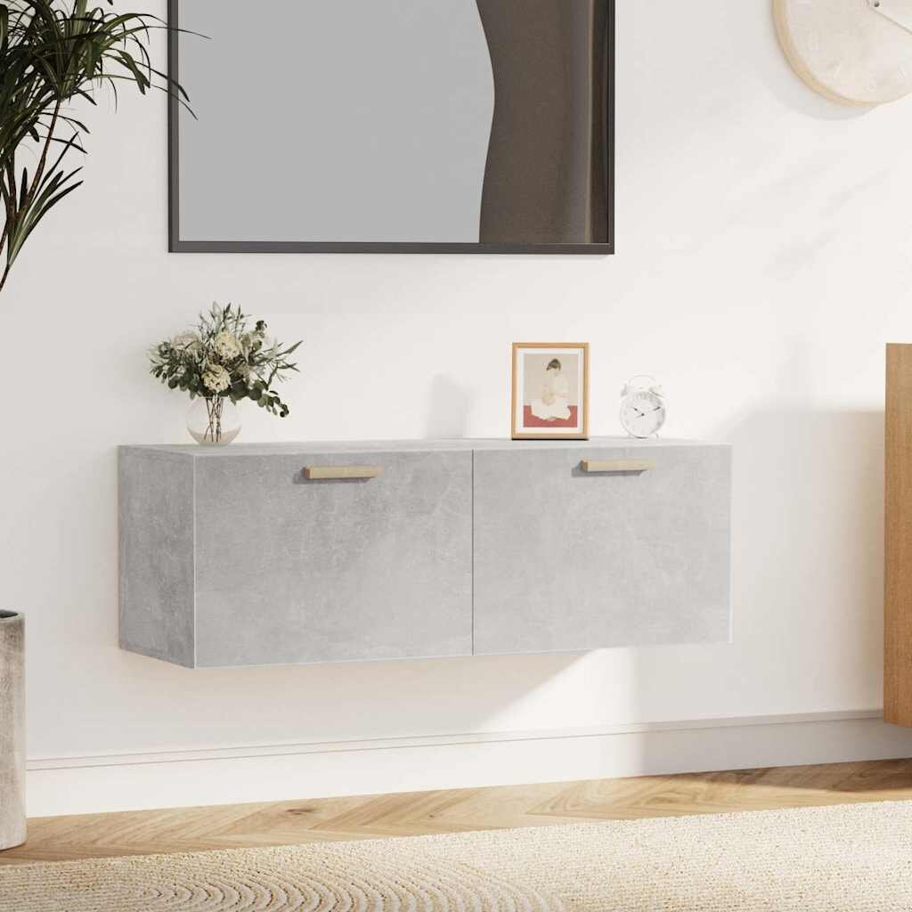 vidaXL Стенен шкаф бетонно сив 100x365x35 см инженерно дърво