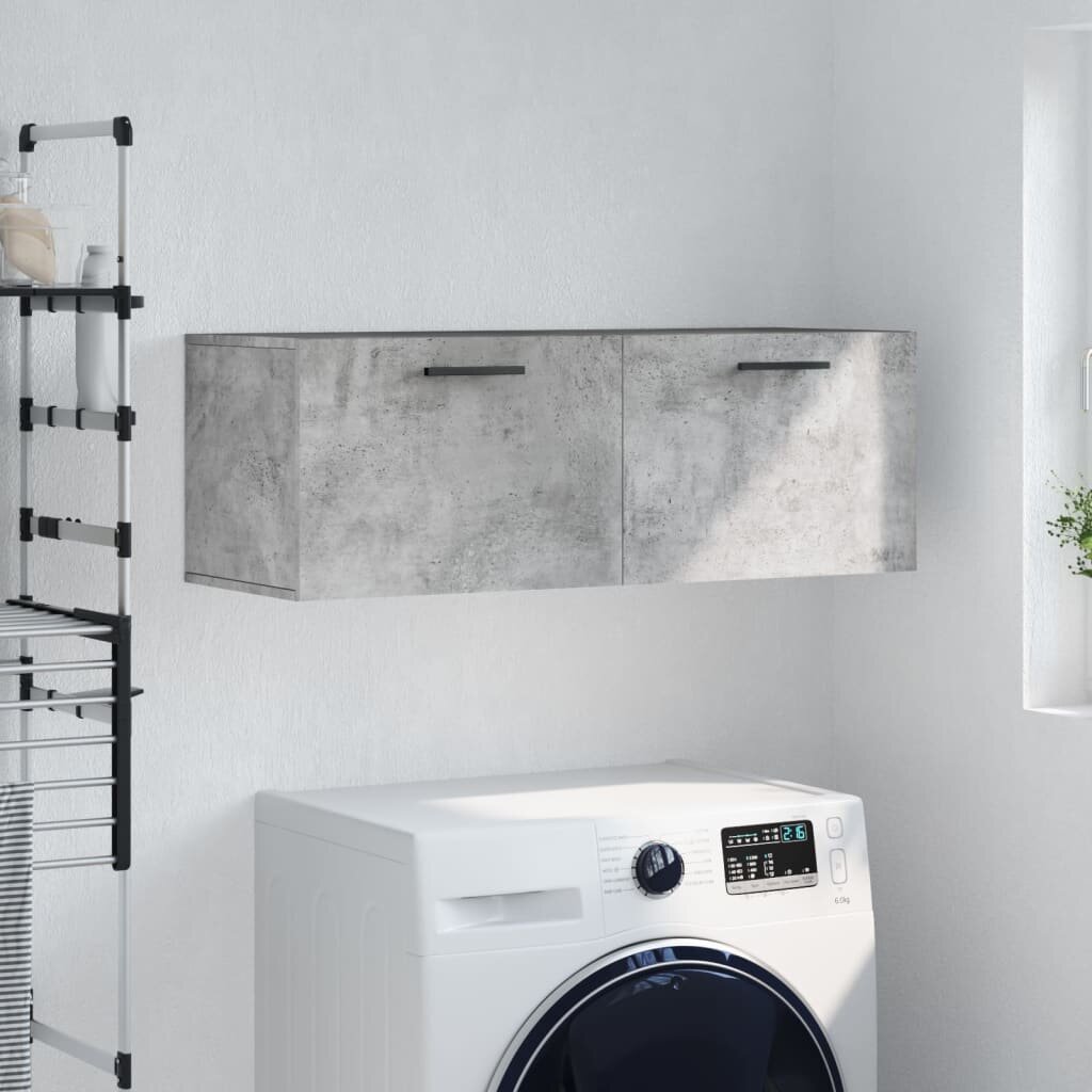 vidaXL Стенен шкаф бетонно сив 100x365x35 см инженерно дърво