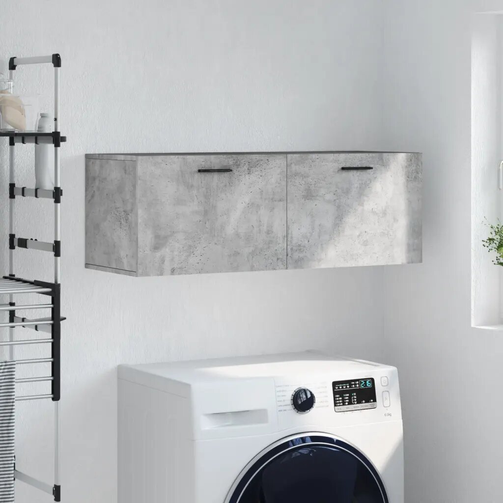 vidaXL Стенен шкаф бетонно сив 100x365x35 см инженерно дърво