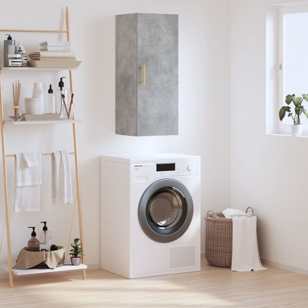 vidaXL Стенен шкаф бетонно сив 345x34x90 см
