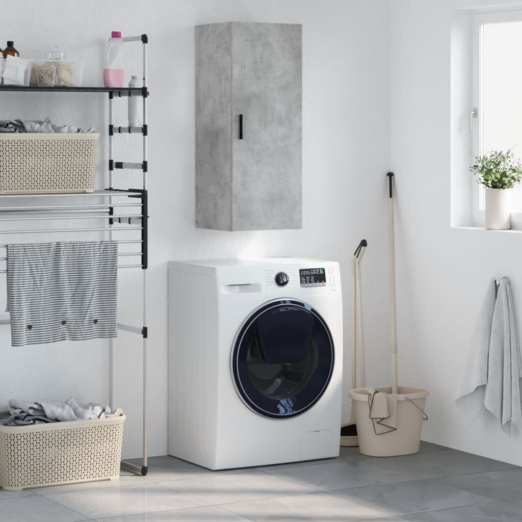 vidaXL Стенен шкаф бетонно сив 345x34x90 см