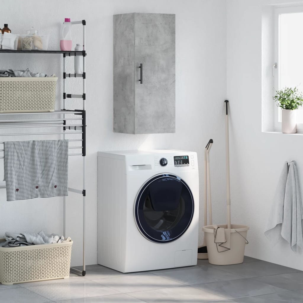 vidaXL Стенен шкаф бетонно сив 345x34x90 см