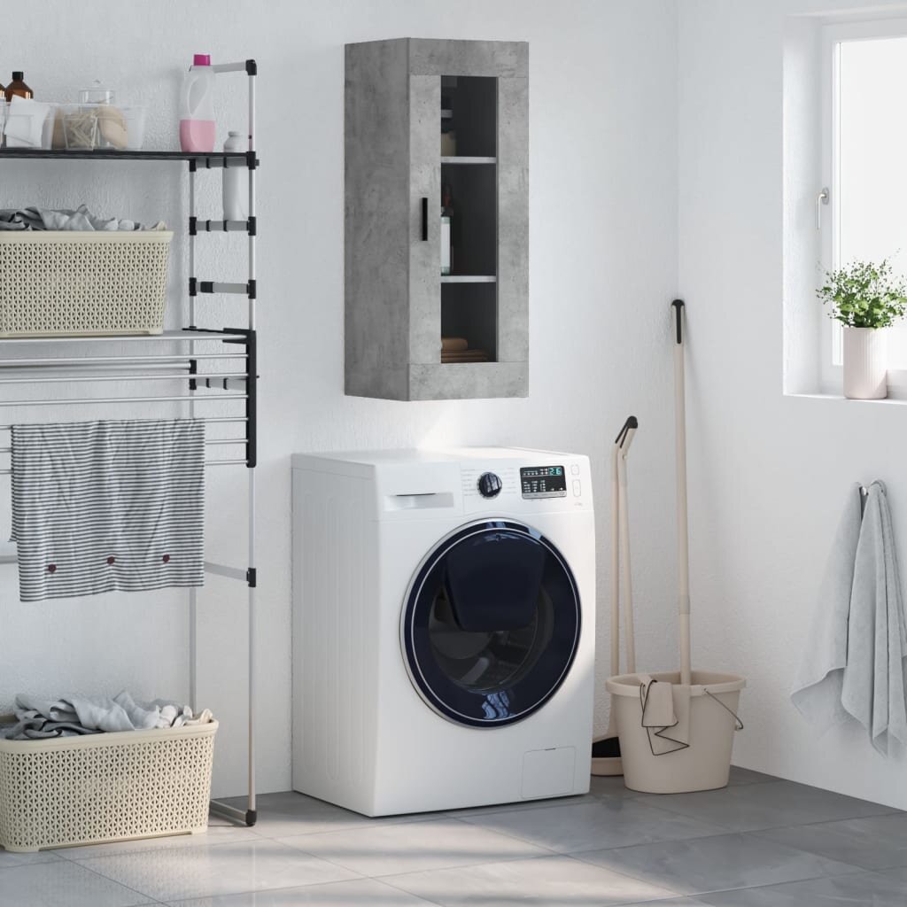 vidaXL Стенен шкаф бетонно сив 345x34x90 см