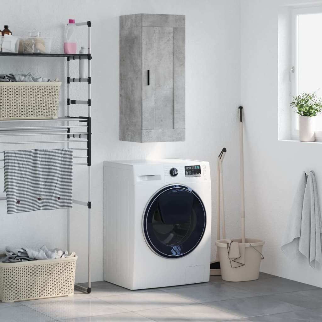 vidaXL Стенен шкаф бетонно сив 345x34x90 см инженерно дърво