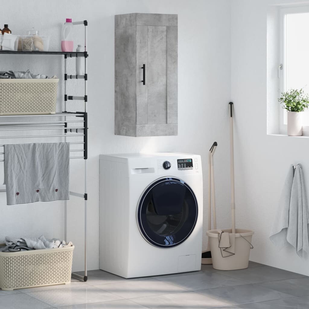vidaXL Стенен шкаф бетонно сив 345x34x90 см инженерно дърво