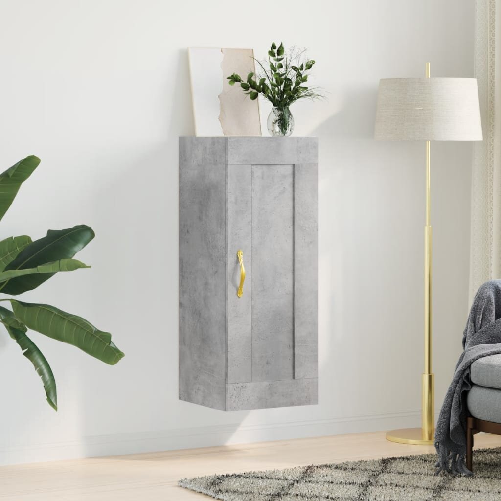 vidaXL Стенен шкаф бетонно сив 345x34x90 см инженерно дърво