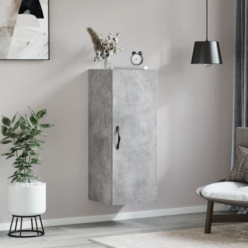 vidaXL Стенен шкаф бетонно сив 345x34x90 см инженерно дърво