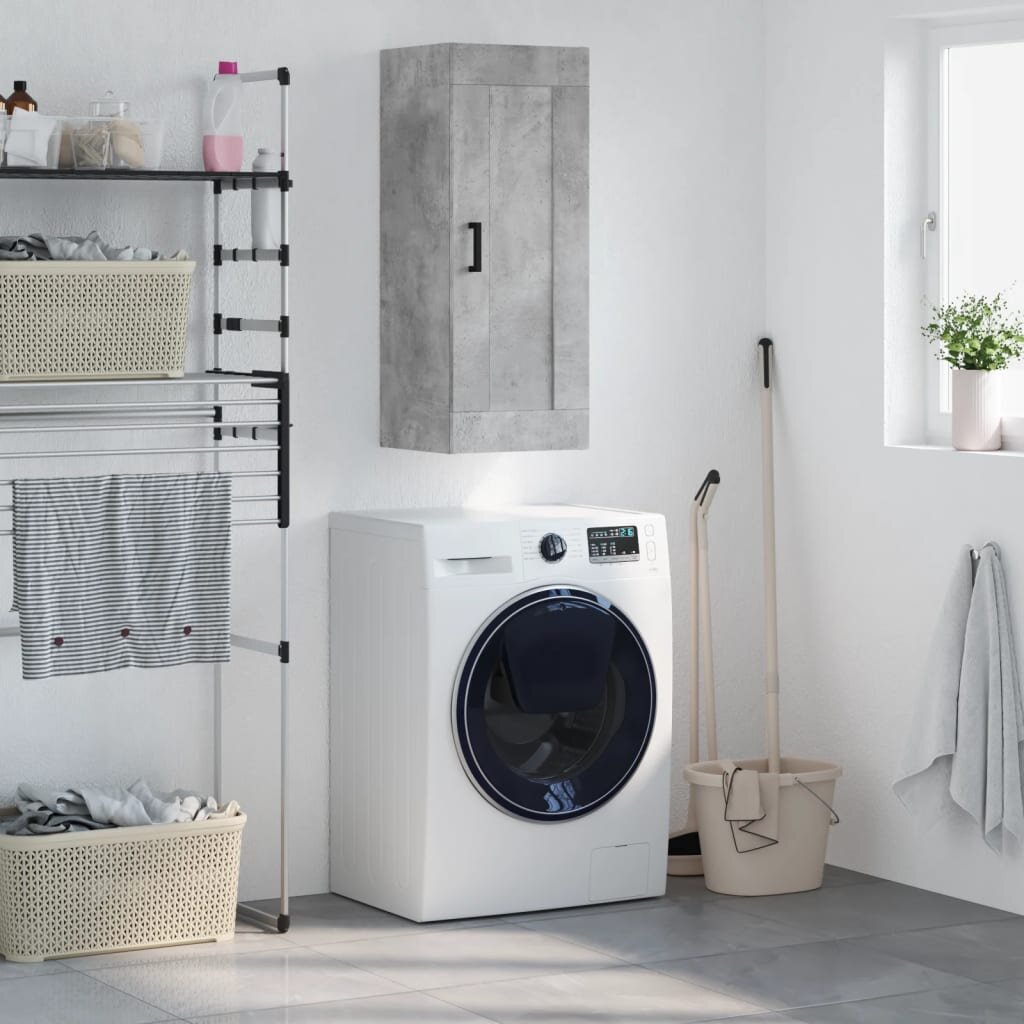 vidaXL Стенен шкаф бетонно сив 345x34x90 см инженерно дърво