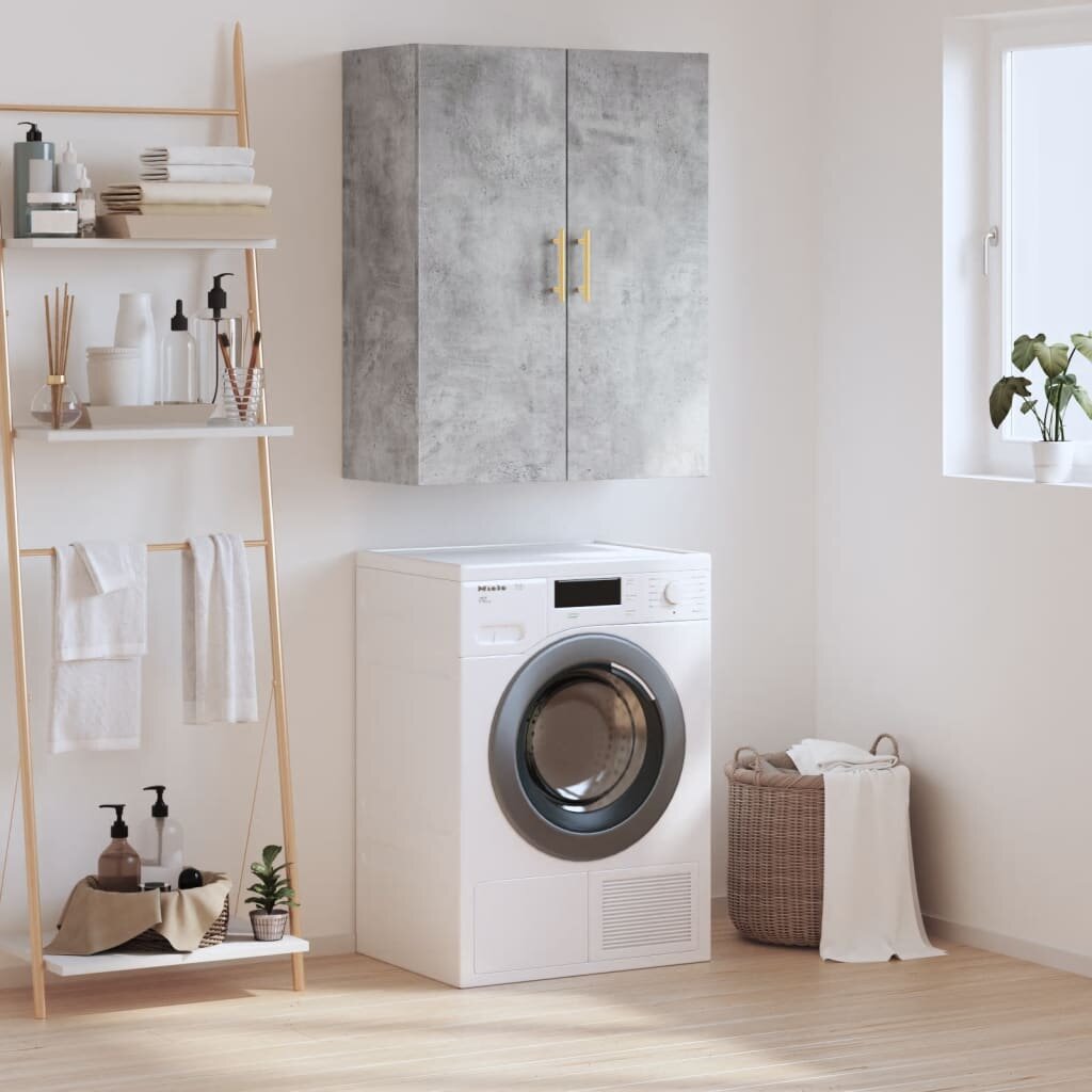 vidaXL Стенен шкаф бетонно сив 695x34x90 см