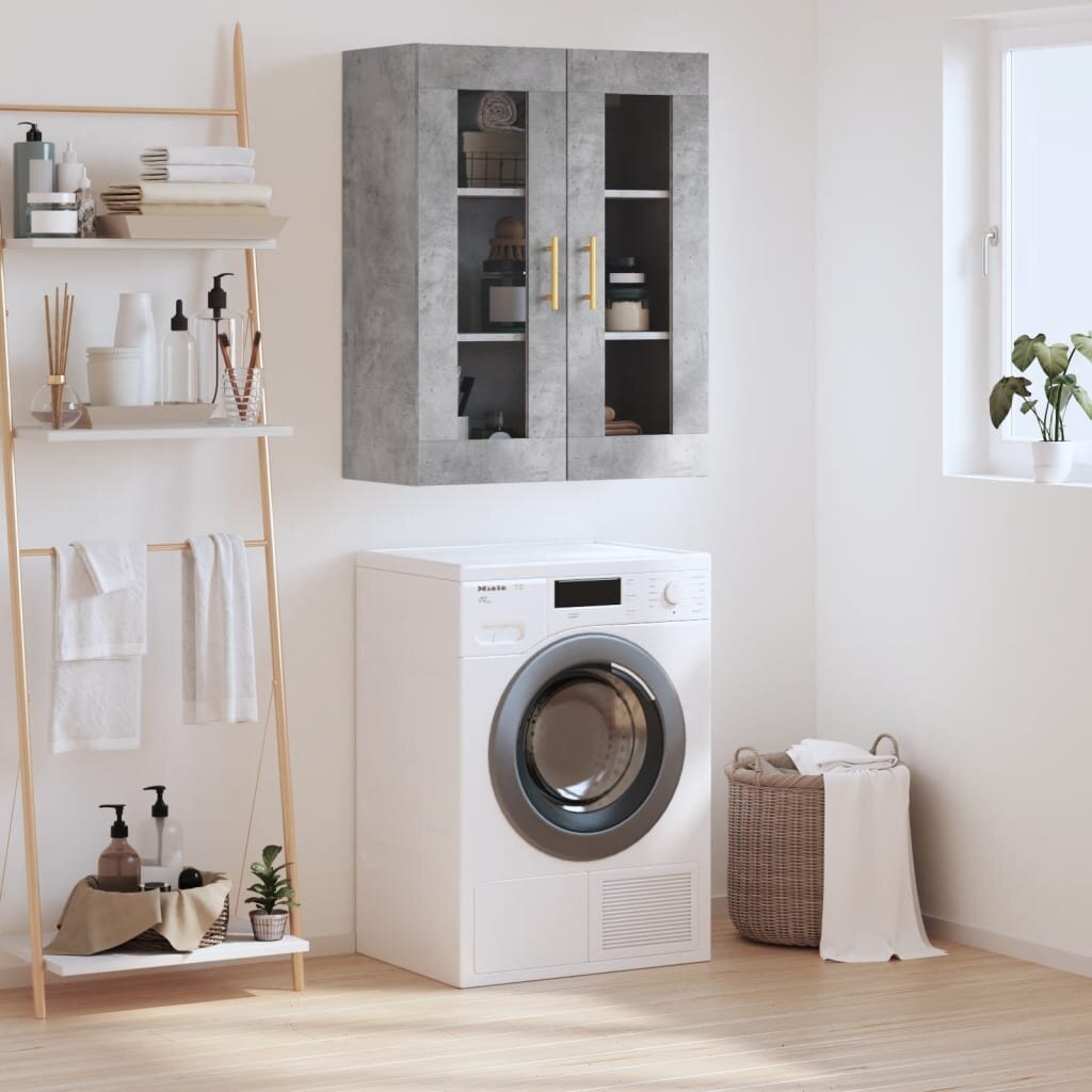 vidaXL Стенен шкаф бетонно сив 695x34x90 см