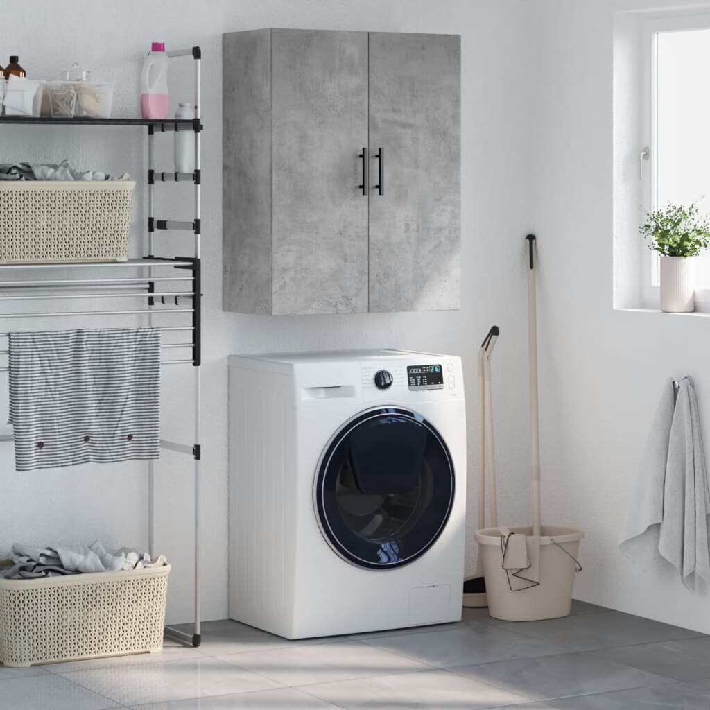 vidaXL Стенен шкаф бетонно сив 695x34x90 см