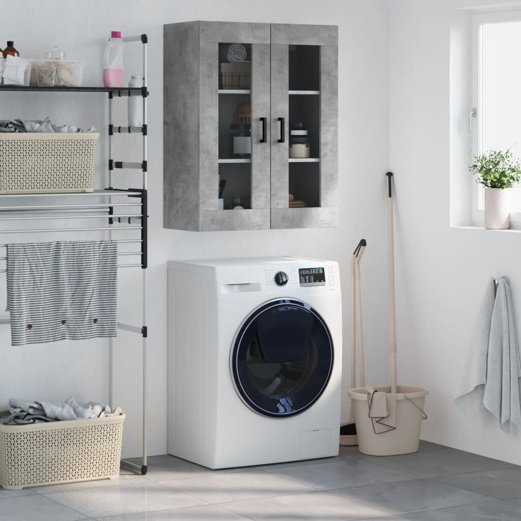 vidaXL Стенен шкаф бетонно сив 695x34x90 см