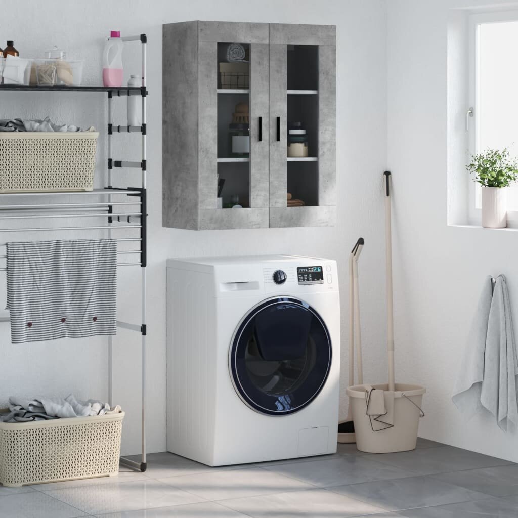vidaXL Стенен шкаф бетонно сив 695x34x90 см