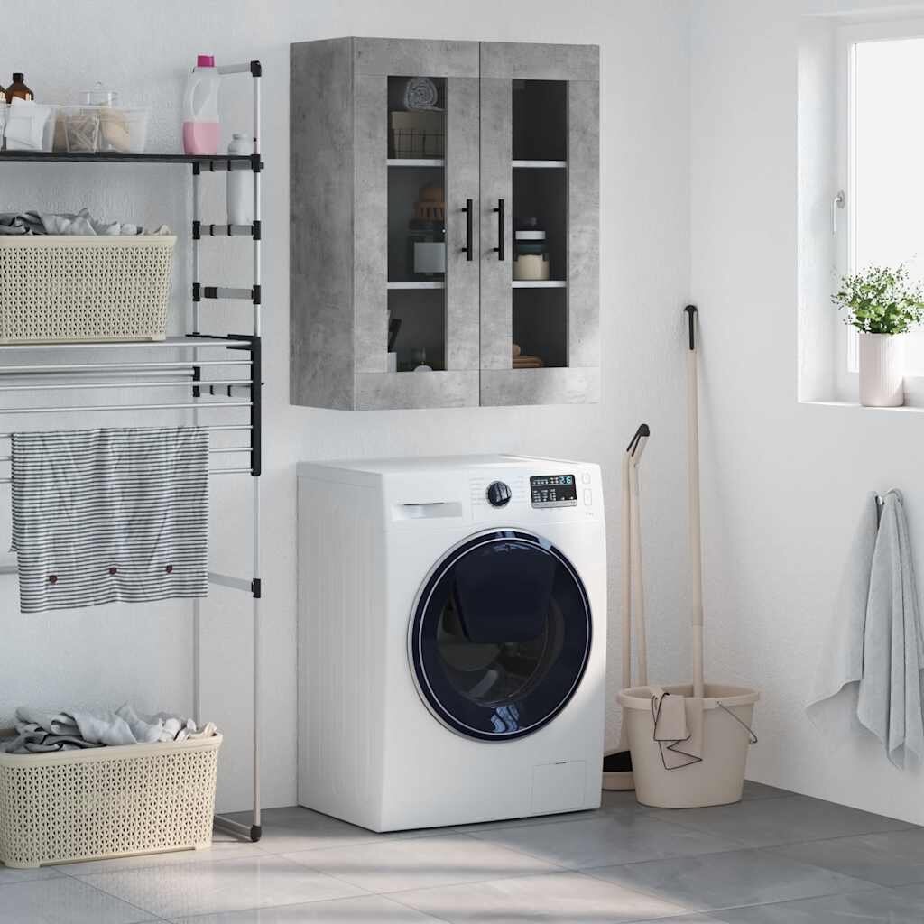 vidaXL Стенен шкаф бетонно сив 695x34x90 см