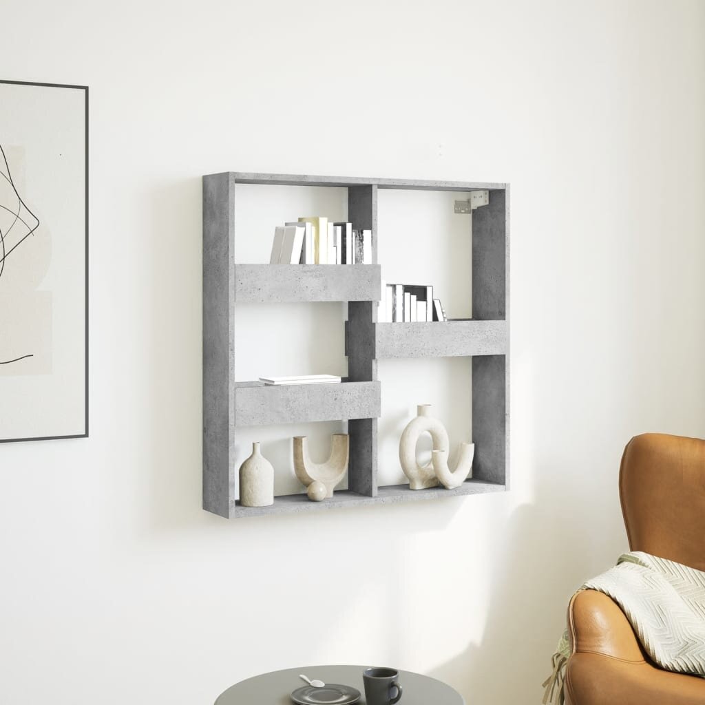 vidaXL Стенен шкаф бетонно сив 80x15x80 см инженерно дърво