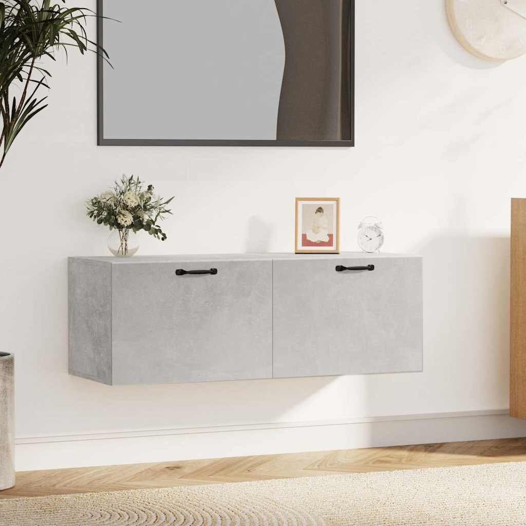vidaXL Стенен шкаф бетонно сив100x365x35 см инженерно дърво