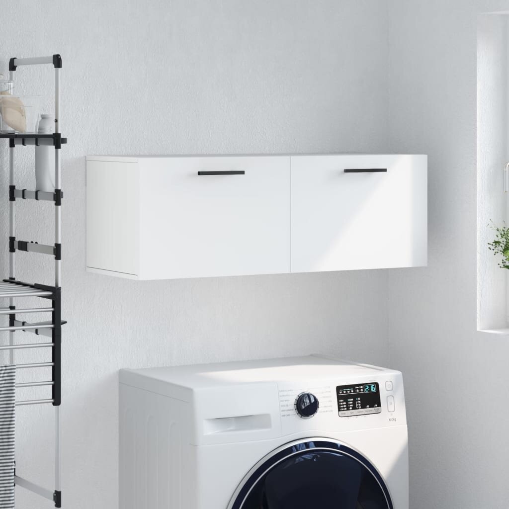 vidaXL Стенен шкаф бял 100x365x35 см инженерно дърво