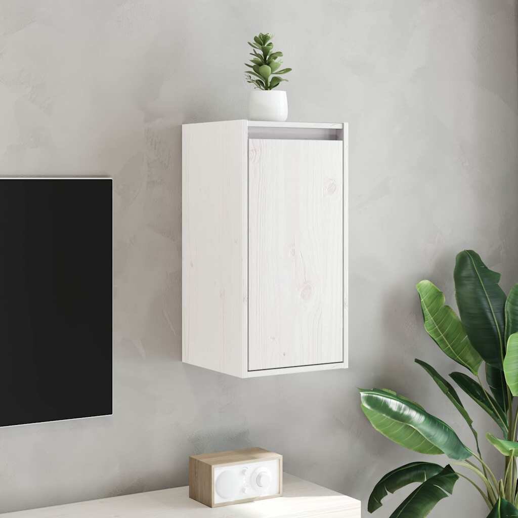 vidaXL Стенен шкаф бял 30x30x60 см борово дърво масив