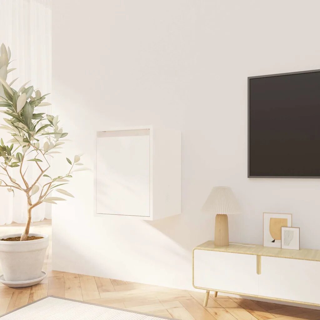 vidaXL Стенен шкаф бял 30x30x80 см борово дърво масив