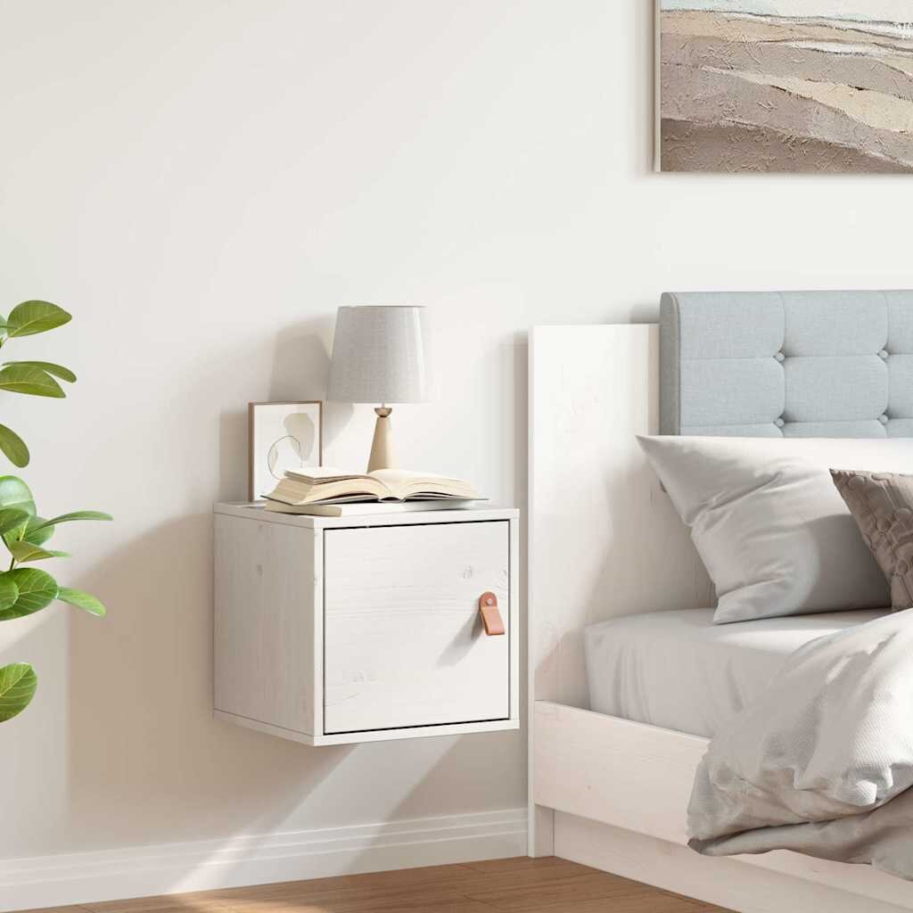 vidaXL Стенен шкаф бял 315x30x30 см борово дърво масив