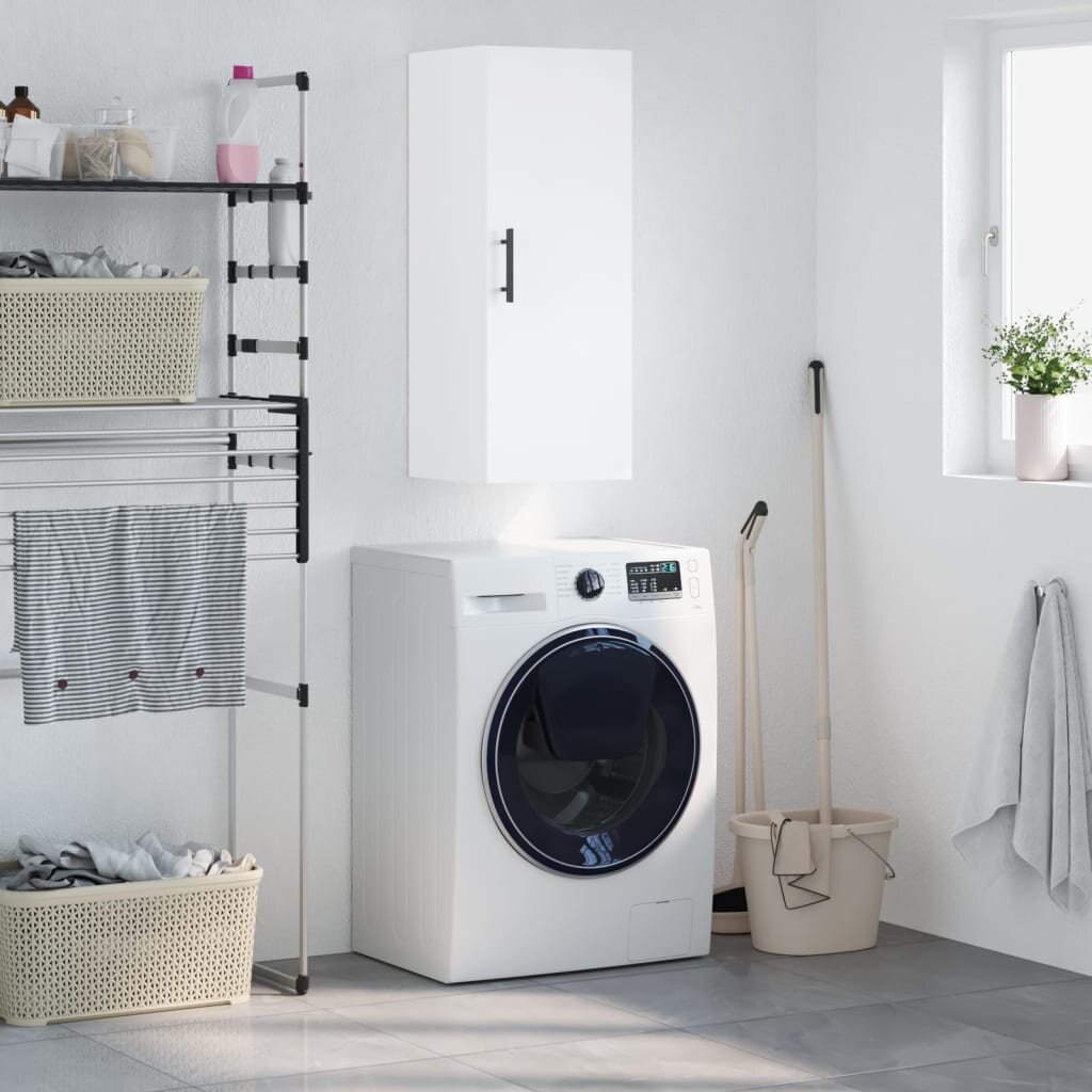 vidaXL Стенен шкаф бял 345x34x90 см