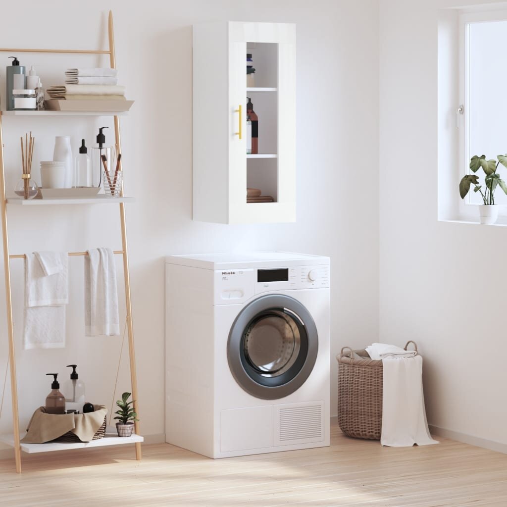 vidaXL Стенен шкаф бял 345x34x90 см