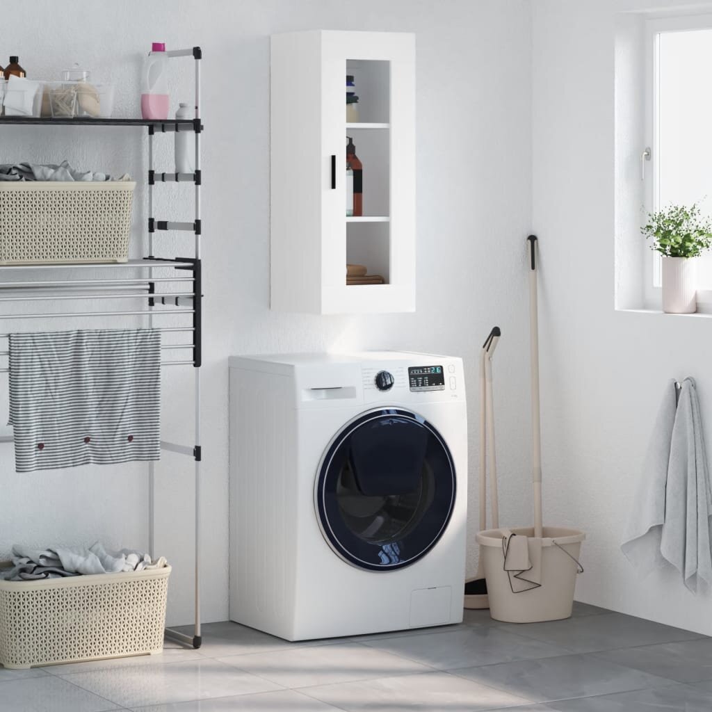 vidaXL Стенен шкаф бял 345x34x90 см