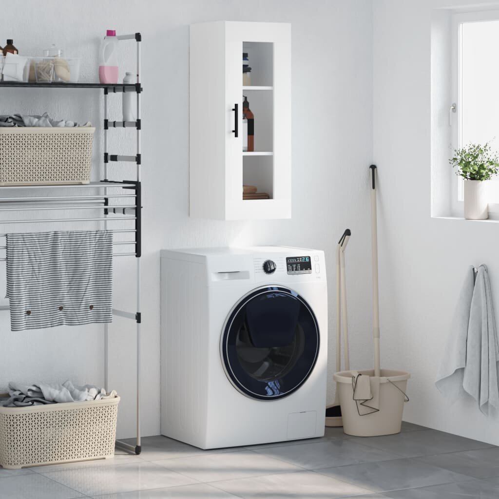 vidaXL Стенен шкаф бял 345x34x90 см