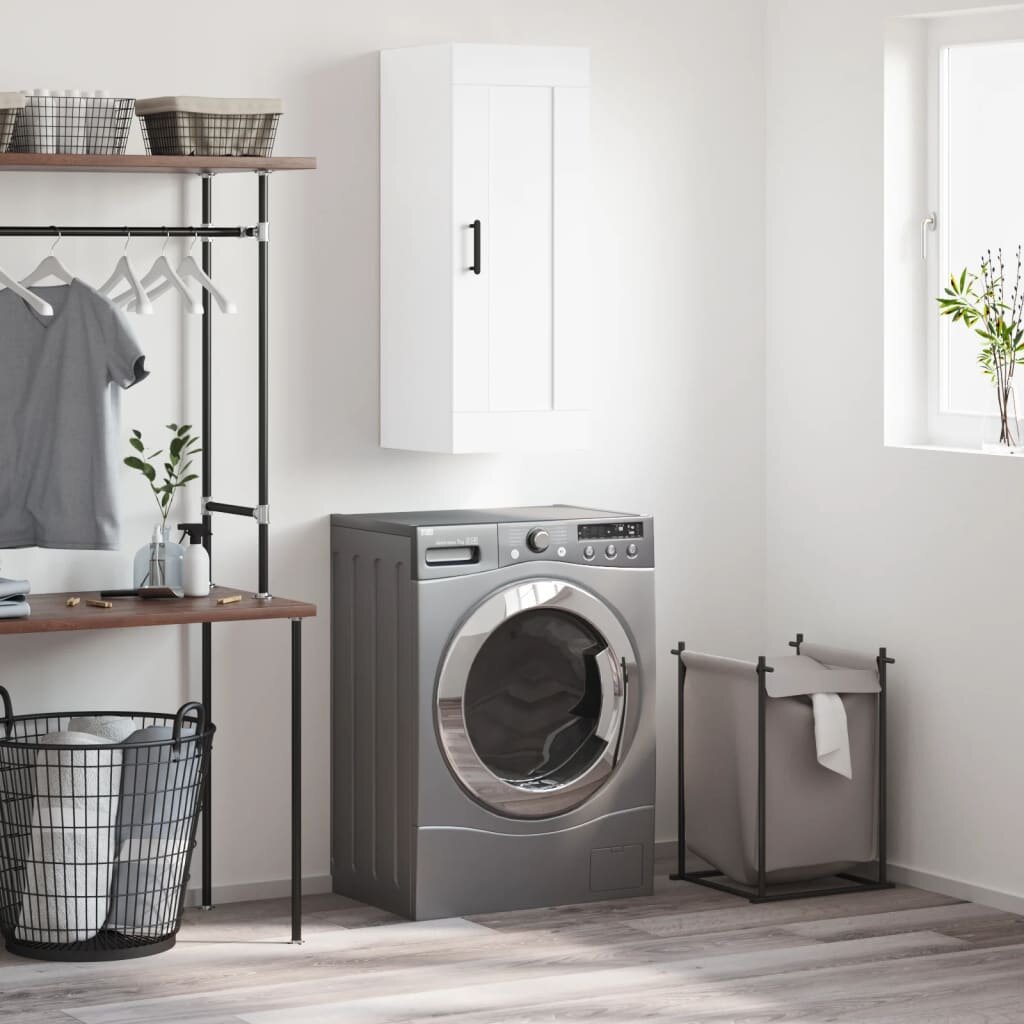vidaXL Стенен шкаф бял 345x34x90 см инженерно дърво