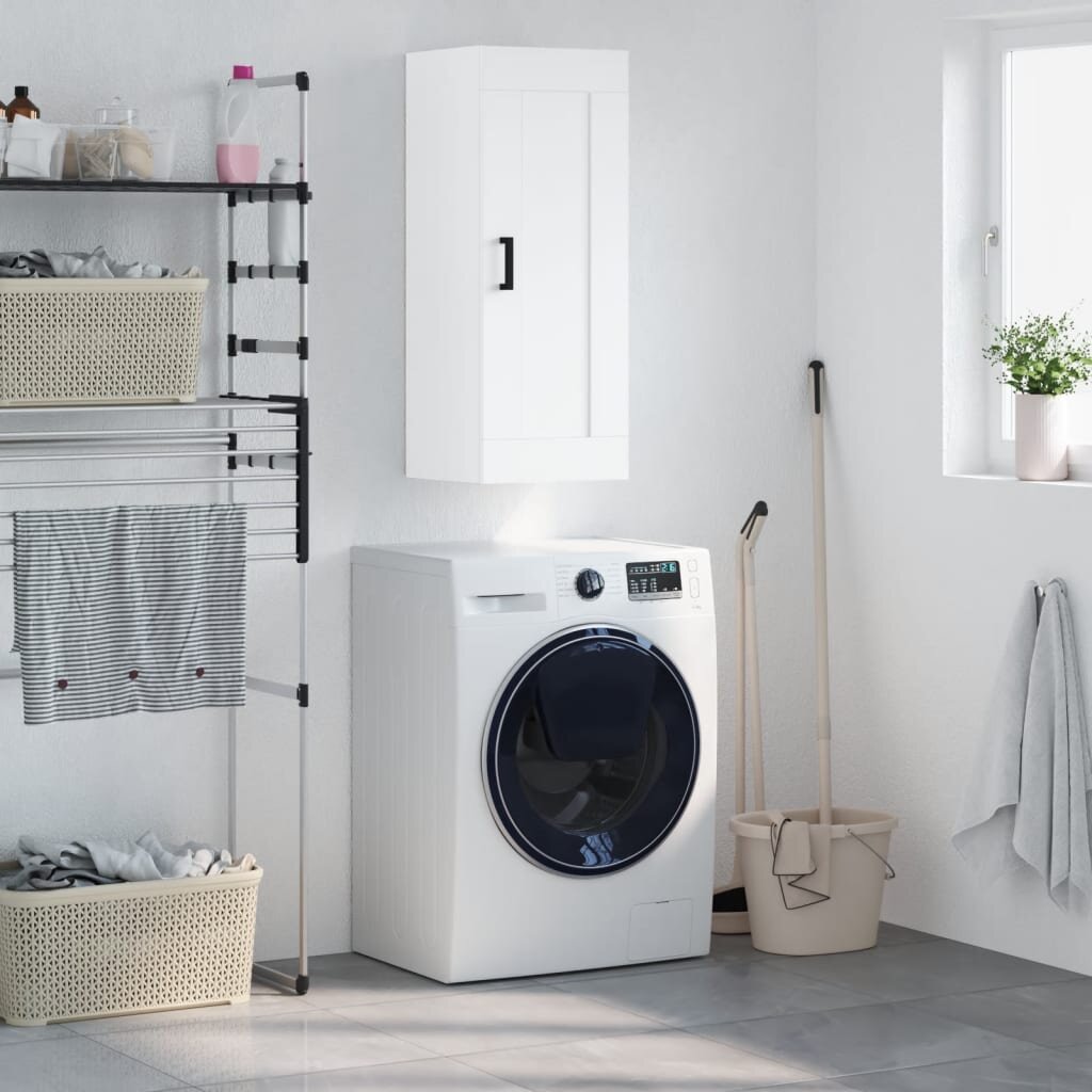 vidaXL Стенен шкаф бял 345x34x90 см инженерно дърво
