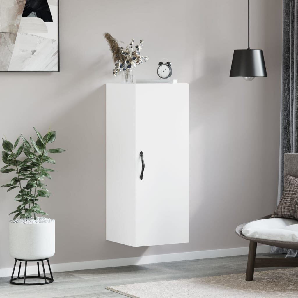 vidaXL Стенен шкаф бял 345x34x90 см инженерно дърво