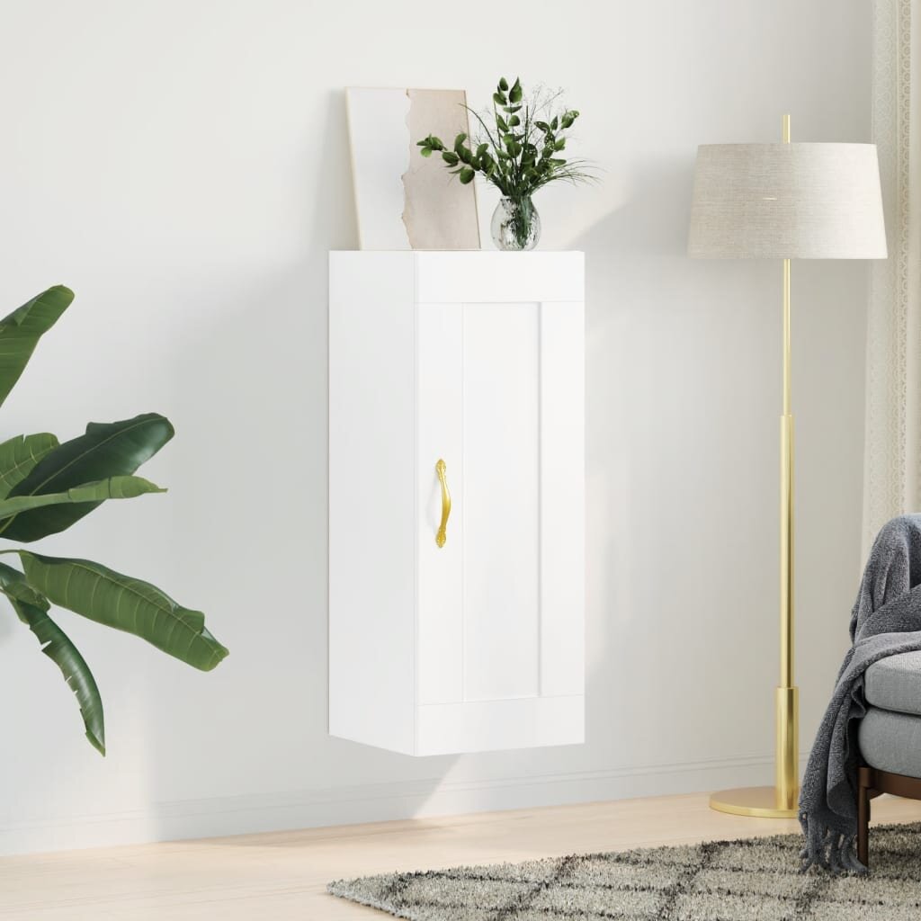 vidaXL Стенен шкаф бял 345x34x90 см инженерно дърво