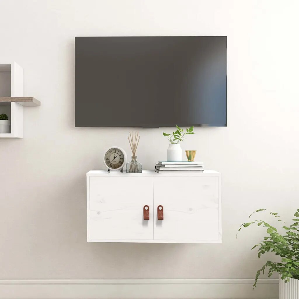 vidaXL Стенен шкаф бял 60x30x30 см борово дърво масив