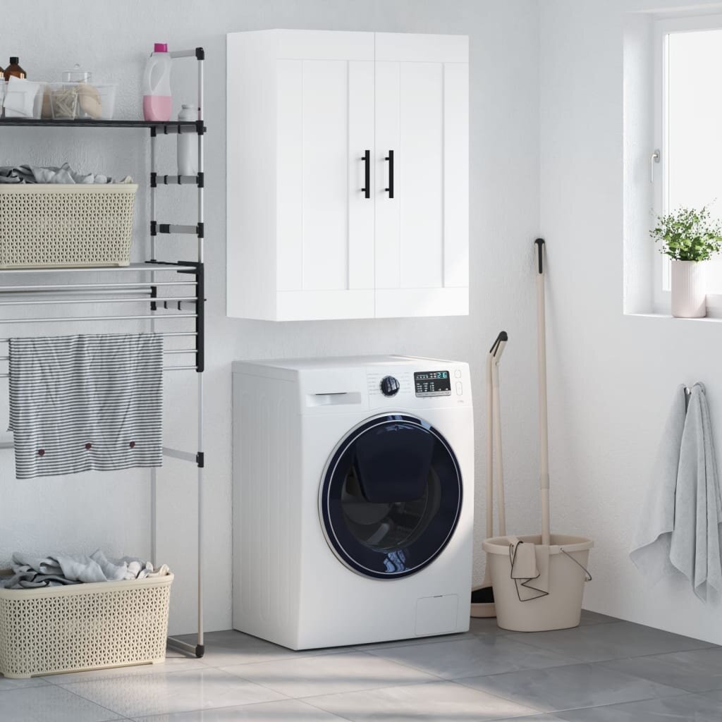 vidaXL Стенен шкаф бял 695x34x90 см инженерно дърво