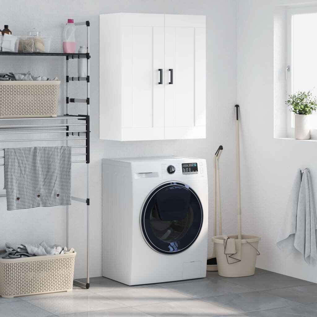 vidaXL Стенен шкаф бял 695x34x90 см инженерно дърво