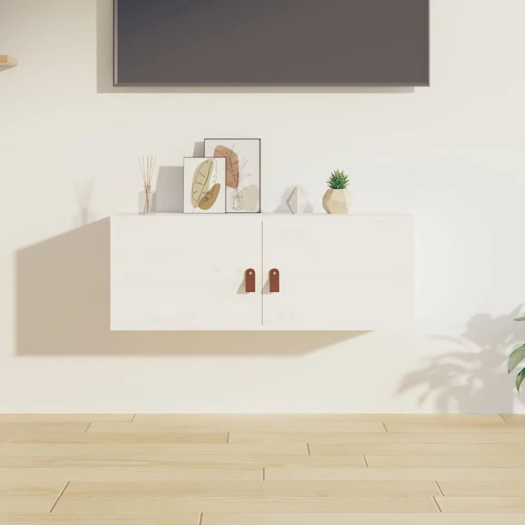vidaXL Стенен шкаф бял 80x30x30 см борово дърво масив