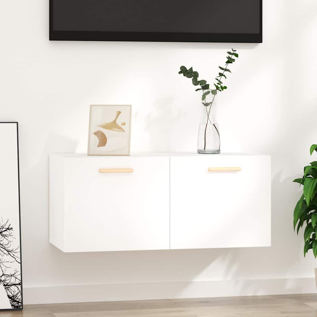 vidaXL Стенен шкаф бял 80x35x365 см инженерно дърво