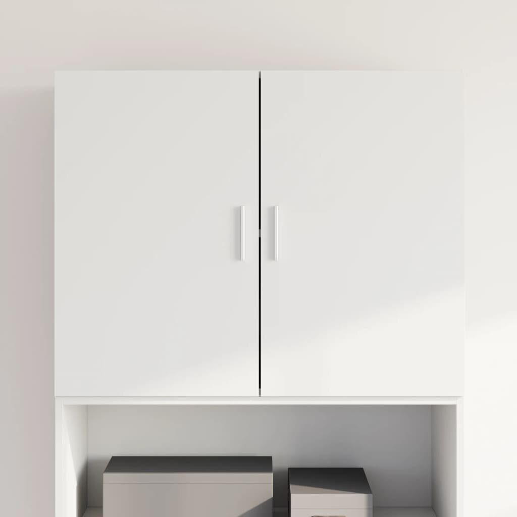 vidaXL Стенен шкаф бял 80x425x64 см инженерно дърво