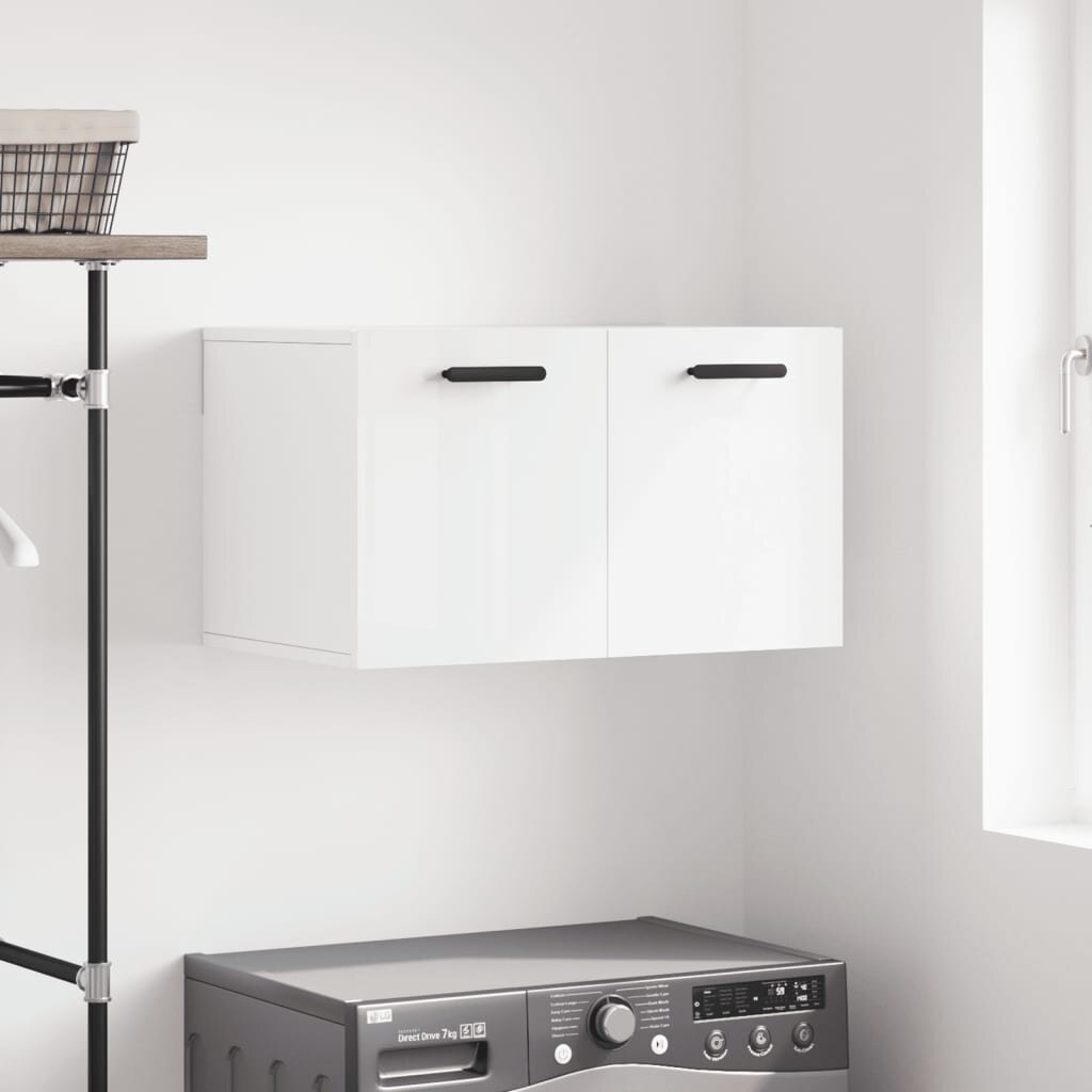 vidaXL Стенен шкаф бял гланц 60x365x35 см инженерно дърво