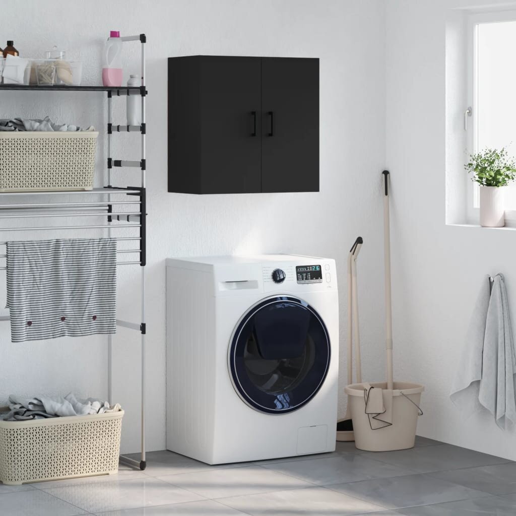 vidaXL Стенен шкаф черен 60x31x60 см инженерно дърво