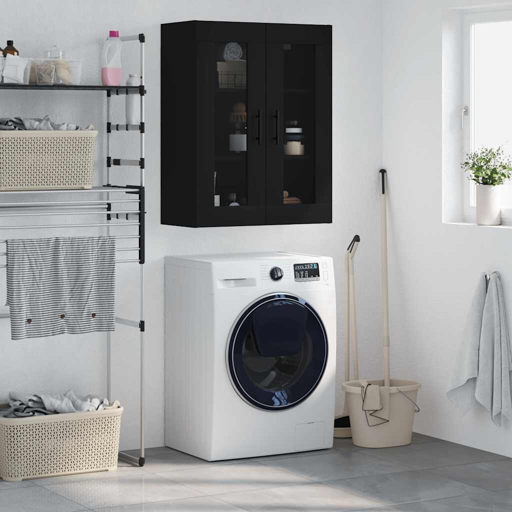 vidaXL Стенен шкаф черен 695x34x90 см