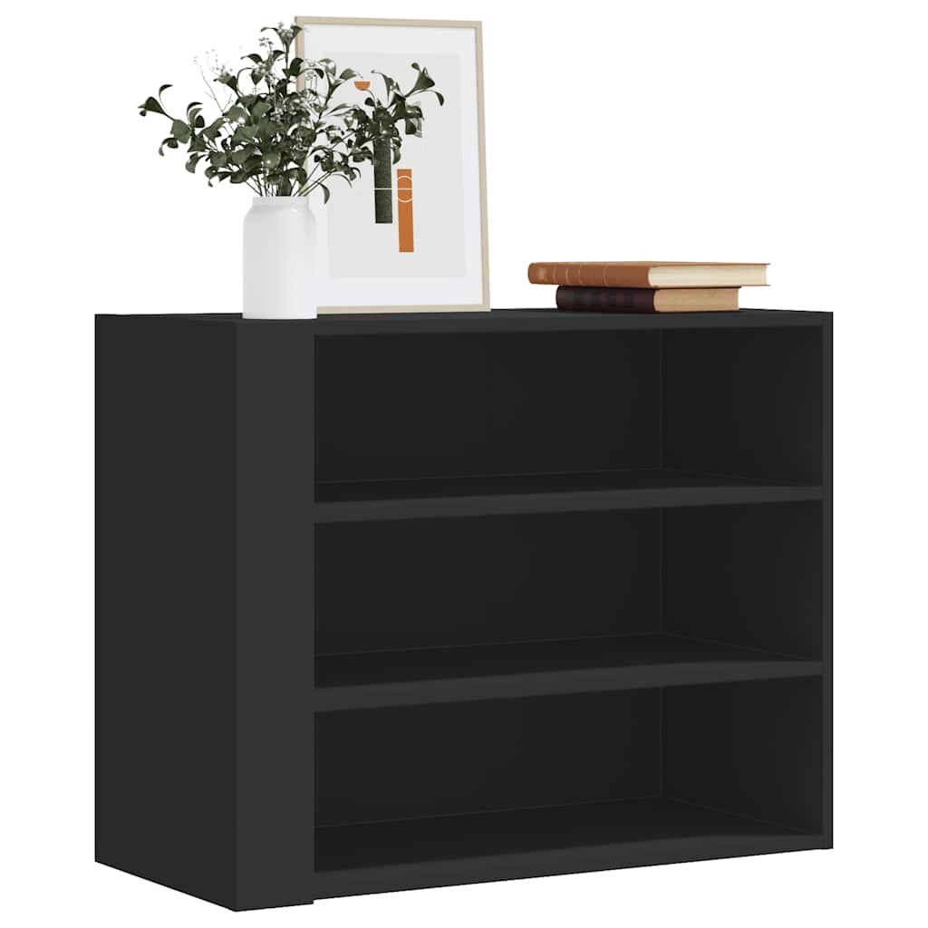 vidaXL Стенен шкаф черен 75x35x60 см инженерно дърво