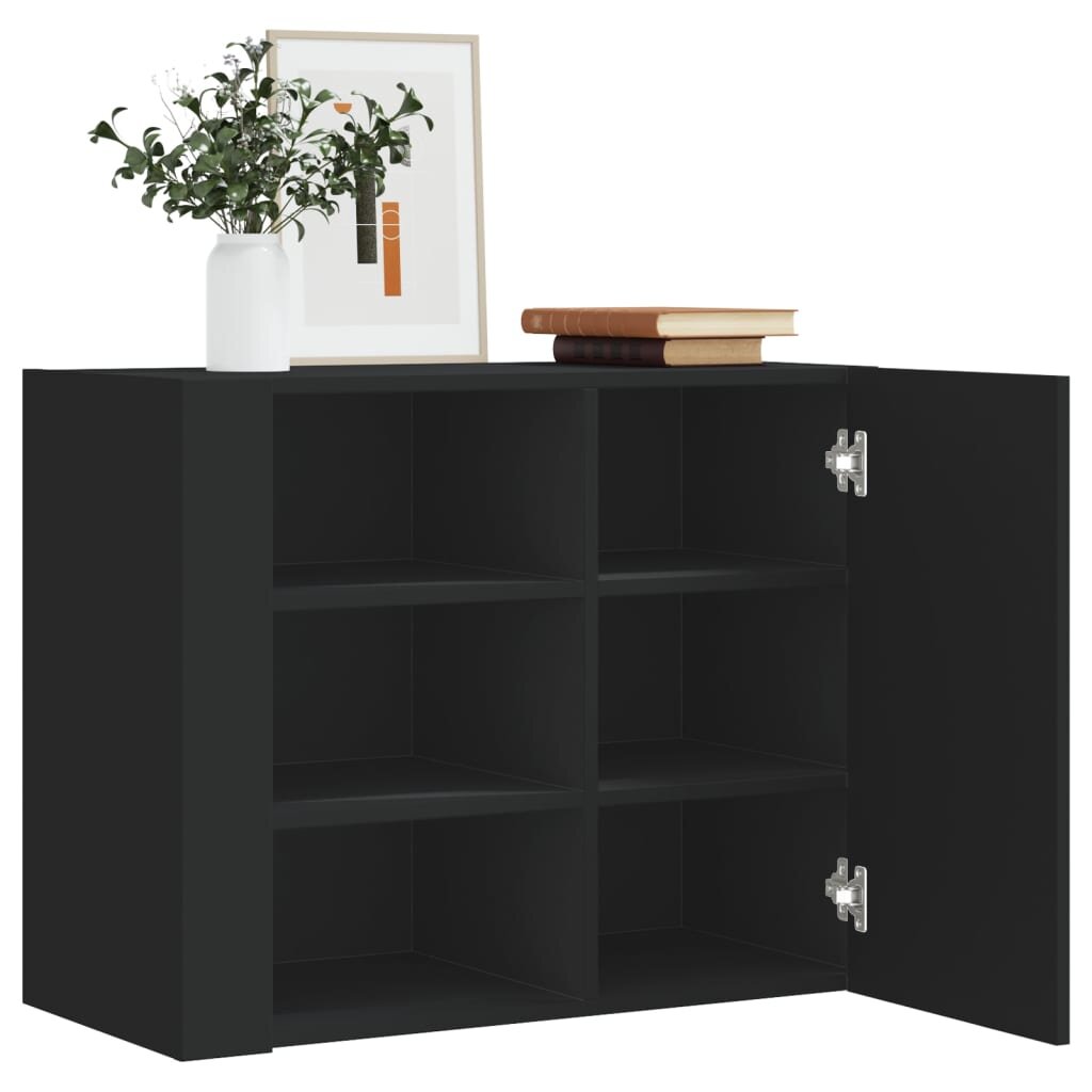 vidaXL Стенен шкаф черен 75x35x60 см инженерно дърво
