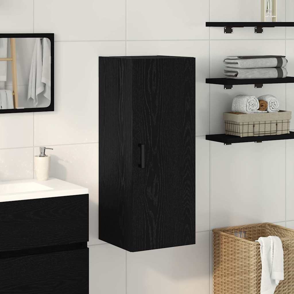 vidaXL Стенен шкаф черен дъб 345x34x90 см инженерно дърво