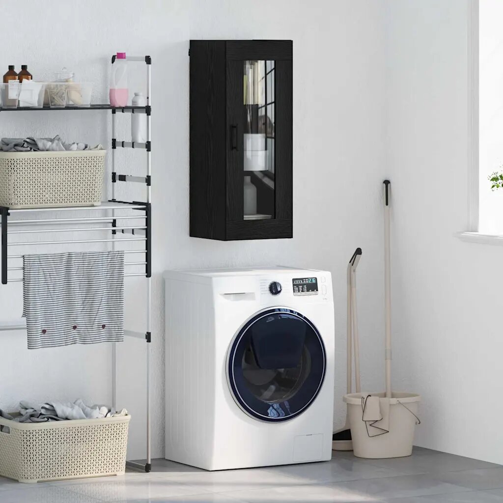 vidaXL Стенен шкаф Черния дъб 345 x 34 x 90 см