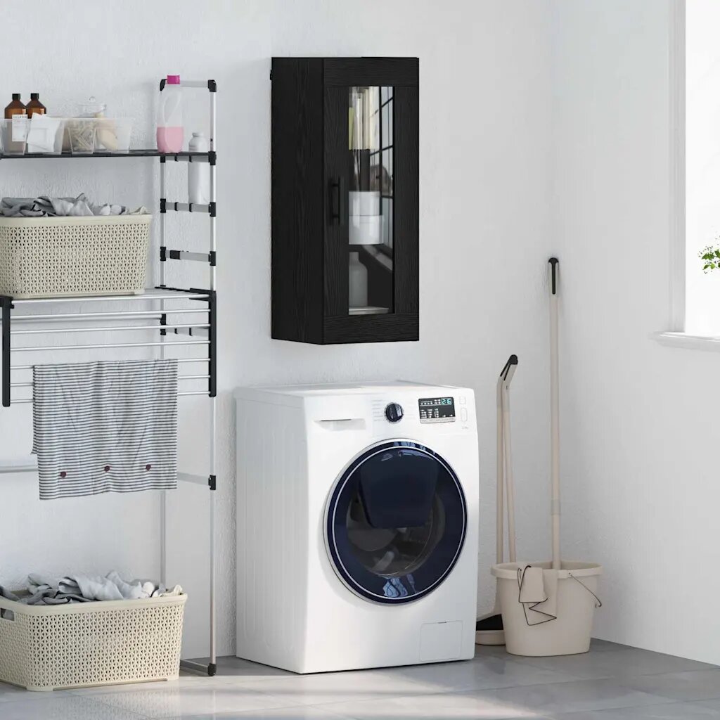 vidaXL Стенен шкаф Черния дъб 345 x 34 x 90 см
