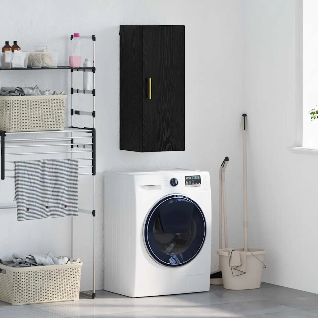 vidaXL Стенен шкаф Черния дъб 345 x 34 x 90 см Инженерна дървесина