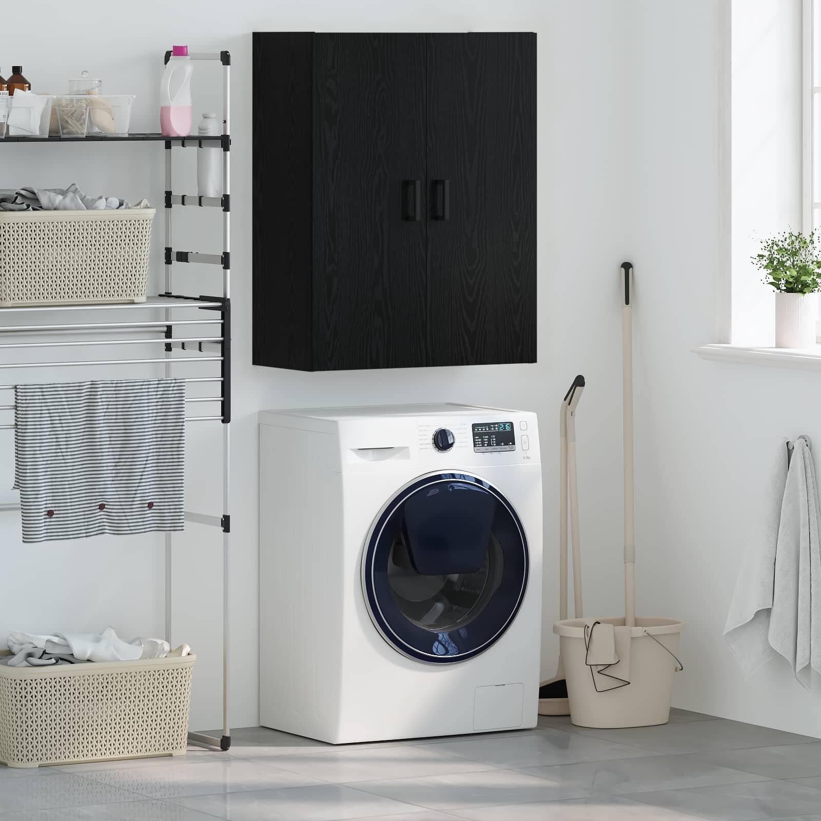 vidaXL Стенен шкаф Черния дъб 695 x 34 x 90 см Инженерна дървесина
