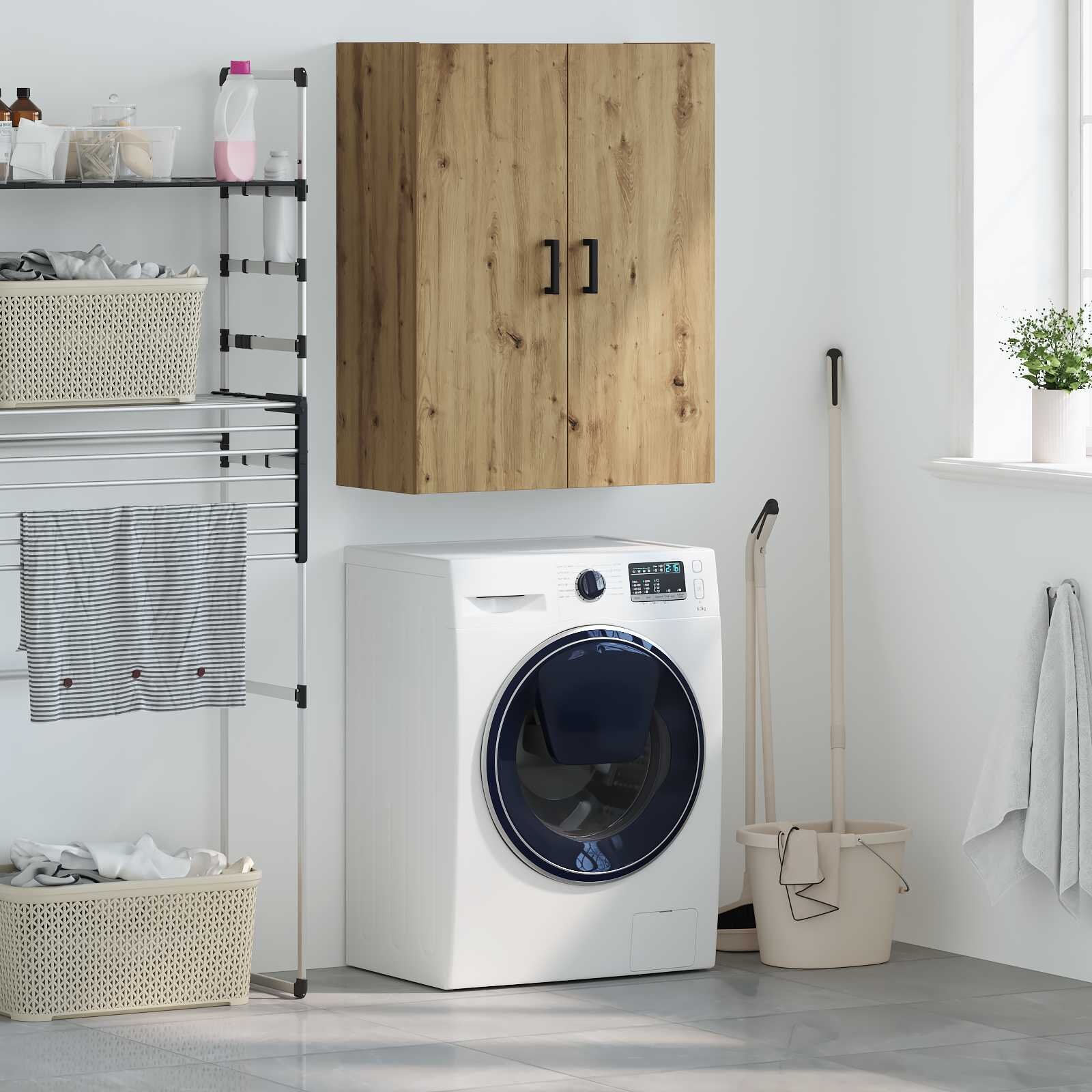 vidaXL Стенен шкаф Дъб 695 x 34 x 90 см Инженерна дървесина