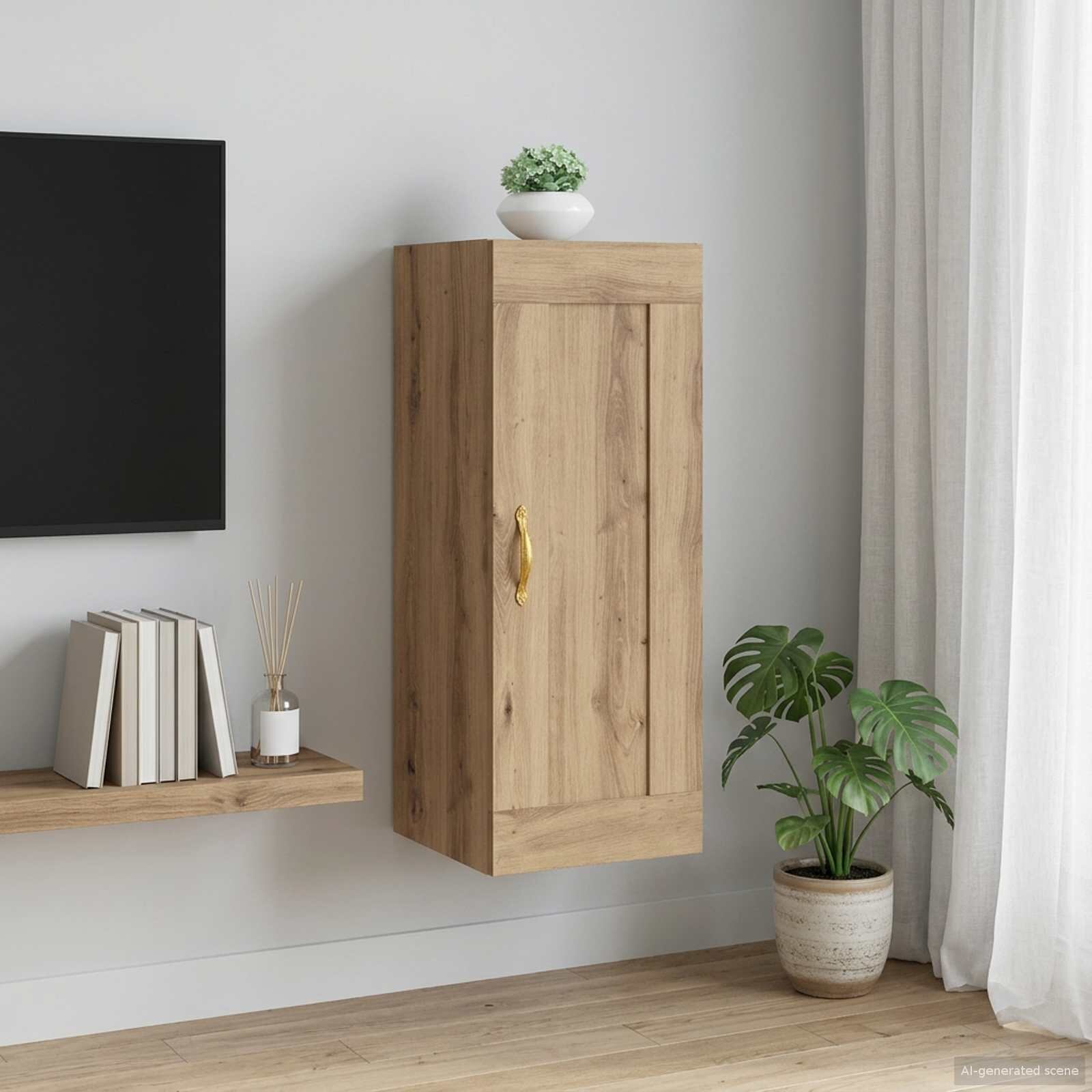 vidaXL Стенен шкаф Дъб артизан 345 x 34 x 90 см Инженерна дървесина